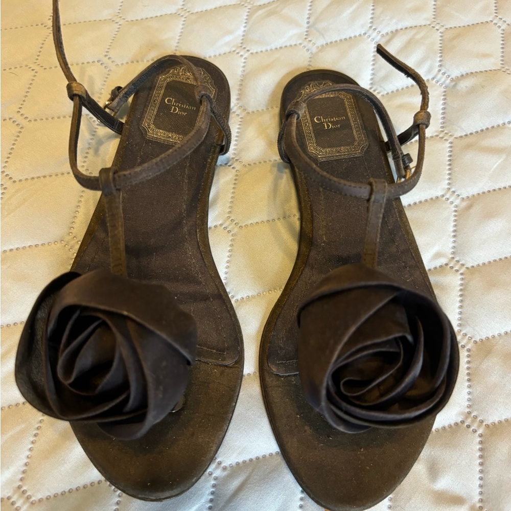 Navy silk Dior sandals